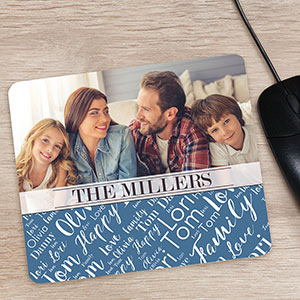 Personalized Family Photo Word-Art Mouse Pad | Personalized Photo Gifts