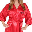 Embroidered Initial Satin Kimono Robe