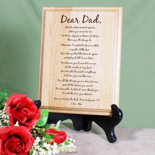 Personalized Fathers Day Wood Plaque Dear Dad Wall Decor Engraved Verse Keepsake Ebay