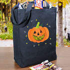 Personalized Smiling Pumpkin Trick or Treat Black Tote Bag 836442BK