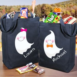 Personalized Halloween Trick or Treats Bags and Bucket