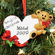 Personalized Baby's 1st Christmas Bear and Heart Ornament