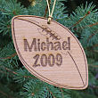 Personalized Football Wooden Christmas Ornament W30290