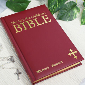 bible personalized catholic maroon children communion gifts engraved holy giftsforyounow name boys