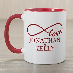 Personalized Infinity Love Two Tone Red Handle Mug