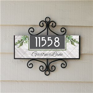 Personalized Botanical Plaid Address Sign 61471118