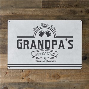 Personalized Bar and Grill Metal Sign