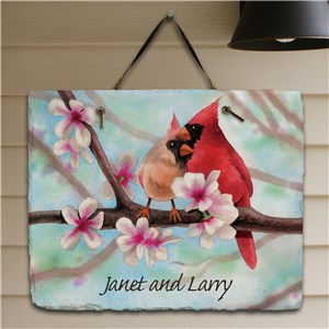 Personalized Spring Cardinals Slate Plaque | Personalized Welcome Signs