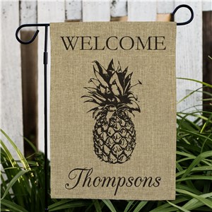 Personalized Pineapple Burlap Garden Flag | Personalized Housewarming Gifts