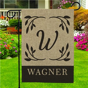 Burlap Yard Flag with Family Name and Initial
