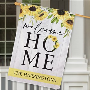 Personalized Sunflowers Welcome Home House Flag