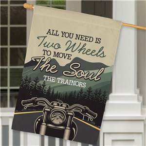 Personalized Two Wheels To Move The Soul House Flag 830223242LX