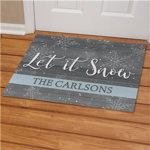 Grey and White Let It Snow Doormat With Name | Let It Snow Doormat Personalized