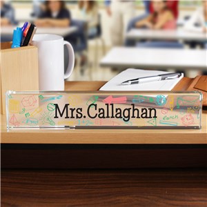 Personalized Colorful Icons Teacher Name Plate | Personalized Teacher Gifts