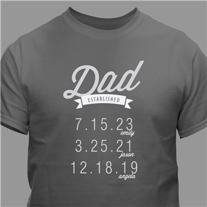 Personalized Dad Established T Shirt Giftsforyounow