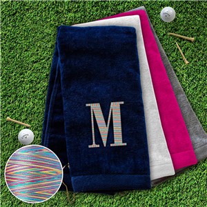 Golf Towel Embroidered with Initial in Rainbow Thread