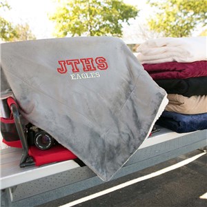 Embroidered School Spirit Sherpa Blanket | Personalized Sherpa Blankets