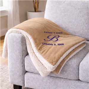 Embroidered Couples Initial Sherpa Blanket | Personalized Throw Blankets