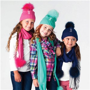 Personalized Kids Initial Cable Knit Hat E13915434X