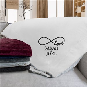 Embroidered Infinity Sherpa Blanket | Personalized Couple Gifts