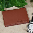 Engraved Tan Leather Business Card Holder Wallet