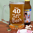 Give Me A Beer Personalized 40th Birthday Glass Mug 223581-40