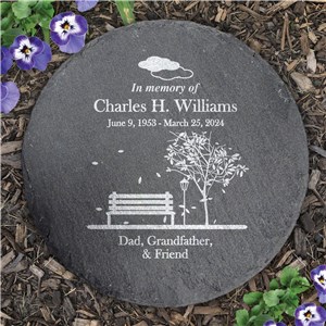 Engraved Empty Bench Memorial Round Slate Stone L11772414