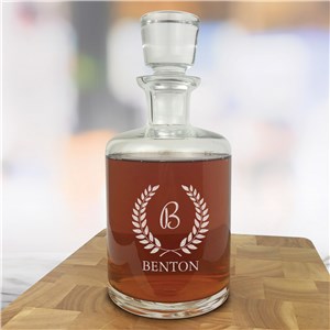 Engraved Initial In Wreath Estate Decanter L14819388