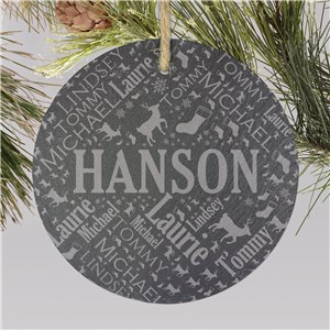 Personalized Slate Word-Art Family Christmas Ornament 