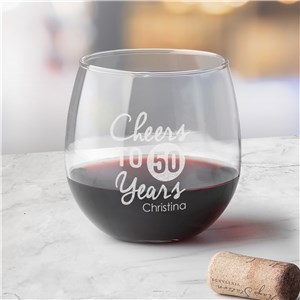 Engraved Birthday Stemless Red Wine Glass