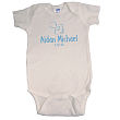 New Baby Boy Pacifier Blue Personalized Blue/White Infant Creeper