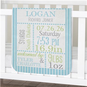 Personalized Birth Announcement Baby Blanket | Unique Baby Shower Gifts