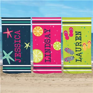 Personalized Beach Life Icons Beach Towel U1459233