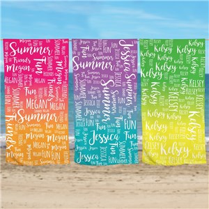 Summer Fun Gradient Word Art Beach Towel U1459333