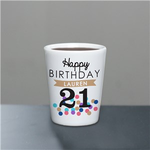 Personalized Happy Birthday Confetti Shot Glass