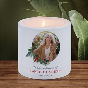 Winter Green & Cardinal Remembrance Custom Led Candle
