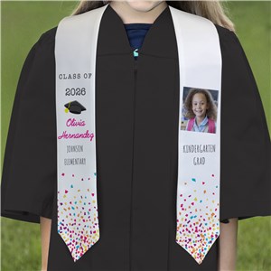 Personalized Confetti Photo Youth Graduation Stole U22399151Y