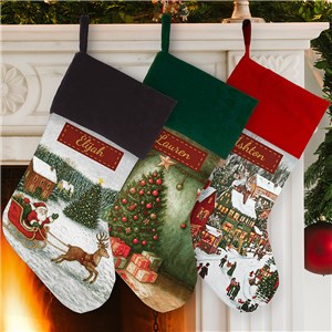 Personalized Vintage Scene Christmas Stocking U2381084X
