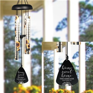 Engraved Home Sweet Home Sunflower Wind Chime 