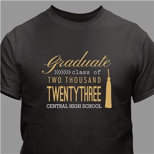Personalized Graduate Class Of T-Shirt - Black - Medium (Mens 38/40- Ladies 10/12) by Gifts For You Now