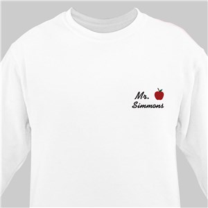 Personalized Embroidered Teacher Name with Apple Sweatshirt - Ash - Large (Mens 42/44- Ladies 14/16) by Gifts For You Now