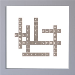 Personalized Framed Crossword Square Canvas - Blue - 16 x 16 by Gifts For You Now