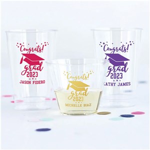 Personalized Congrats Grad Clear Plastic Cups - Silver - 8 Oz Plastic Cup by Gifts For You Now
