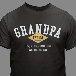 Personalized Grandpa Established T-Shirt - Red - Large (Mens 42/44- Ladies 14/16) by Gifts For You Now