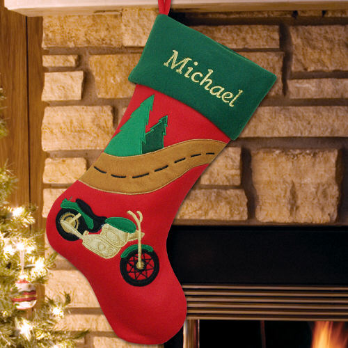 Embroidered Motorcycle Stocking | GiftsForYouNow