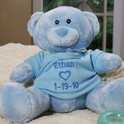 Personalized New Baby Boy Teddy Bear 