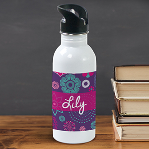 Personalized Floral Water Bottle | Girls Water Bottle