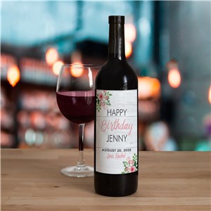 Personalized Floral Birthday Wine Bottle Labels 11054711X