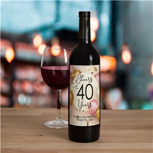 Personalized Cheers Balloons Birthday Wine Bottle Labels