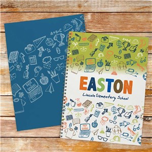 Personalized Spiral Notebooks With Colorful School Icons